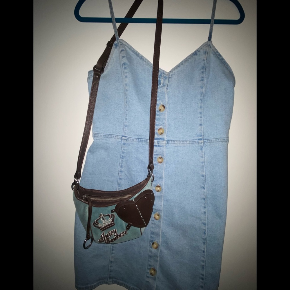 Juicy Couture blue and brown crossbody micro bag